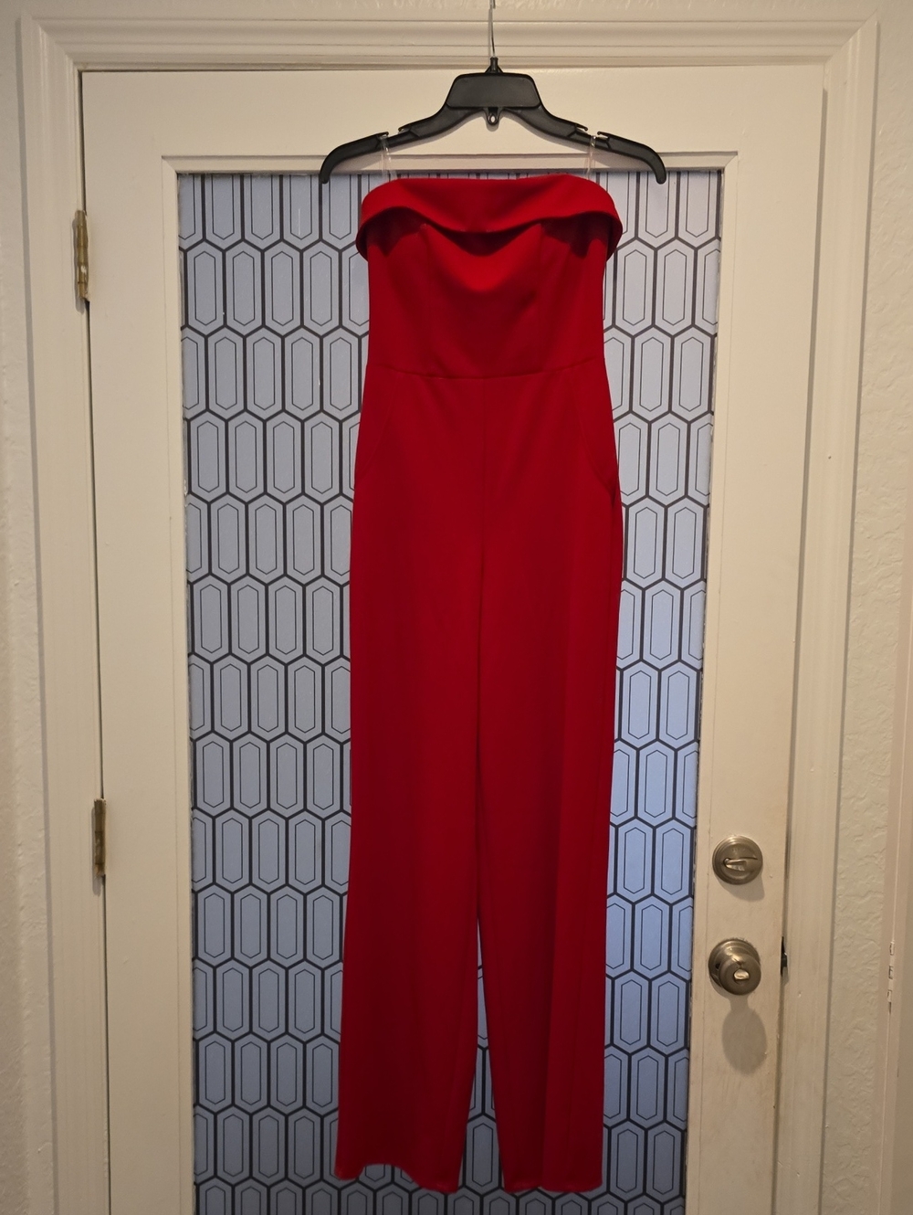 Strapless Red Wide-Leg Jumpsuit